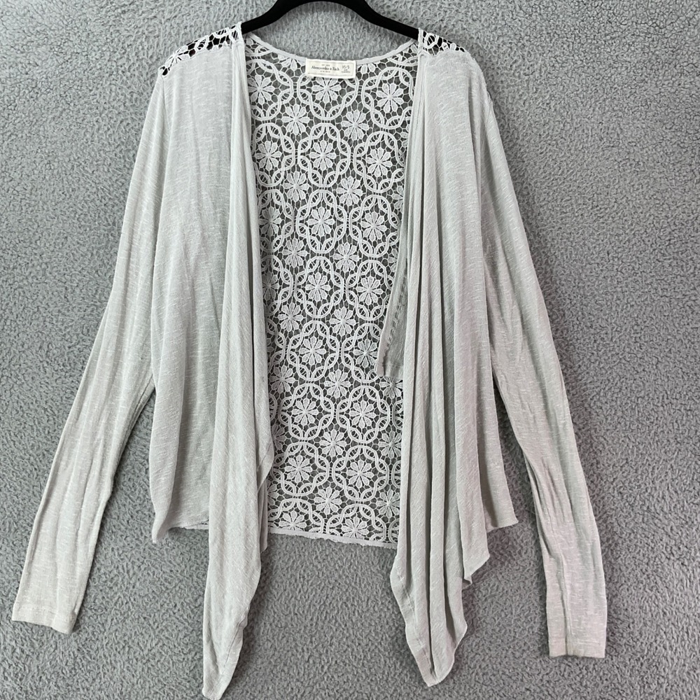 Abercrombie & Fitch Cardigan Women XS/S Gray Excellent Lace Back Draped Boho